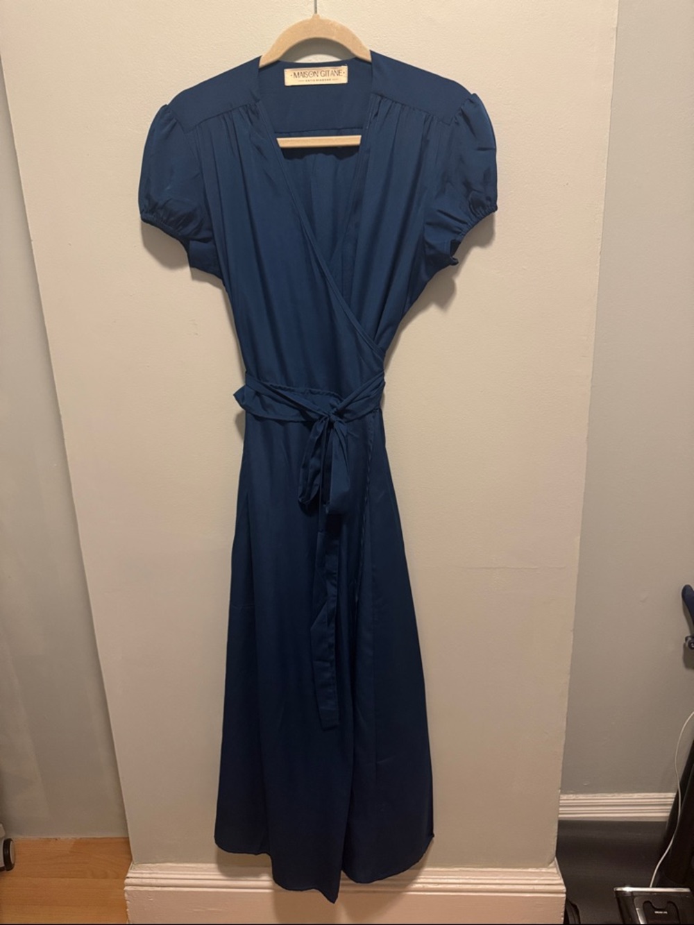 Maison Gitane by Katie Diamond Dark Teal Wrap Maxi Dress with Tie Waist
